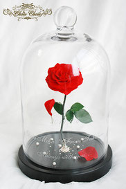 八芳園　結婚式　サプライズ　プレゼント　美女と野獣　一輪の薔薇　ガラスドーム  プリザーブドフラワー　オーダーフラワー  シュシュ　