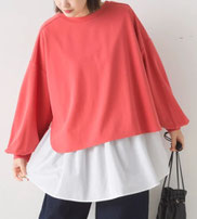 ツイントップス  （裾フレアインナー付）  フォーユー価格　3,880円(税込)[PINK]