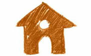 Skizze braunes Haus - Symbol für Werkstätte von Holzliebe