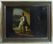 Johannes Engel Masurel (1826-1915), Öl auf Holz, Junge Frau mit Kind und Hund , € 3500,00