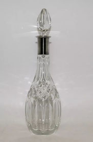 Kristall Karaffe 925 Silbermontur Stöpsel Kerbschliff Koch & Bergfeld H.31,5 cm, € 260,00