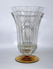 Art-Deco Glasvase mundgeblasen geom. Schliff Bernsteinfarbener Fuß H. 20 cm, € 130,00