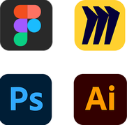 Logos: Adobe XD, Usability Hub, Google Docs, Marvel, Optimal Workshop, Zoom, Adobe Illustrator, Photoshop, InDesign