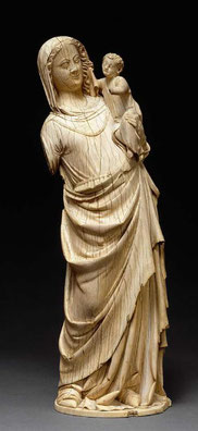 Barroux Virgin. Ivory, H 52 cm; D 16.5 cm. Paris, c.1250.