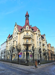 Facade of building housing Riga's Art Nouveau Museum