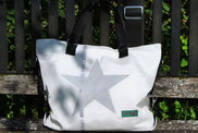 Recyclingtasche, Tasche mit Stern, schwarz, silber, Umhängetasche