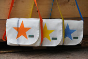 Recyclingtasche, Umhängetasche mit caramelfarbigem Gurtband