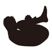 腰を丸めてストレッチ