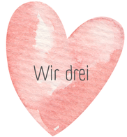 Hebamme Warendorf, in einem rosa Herz steht "Wir drei" im HypnoBirthing Einzelkurs
