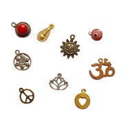 Armband-Anhänger aus Edelstahl, Messing und 14-18 Karat vergoldet