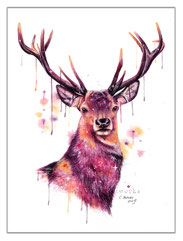 modernes Hirsch Portrait - Aquarell Kunstwerk 