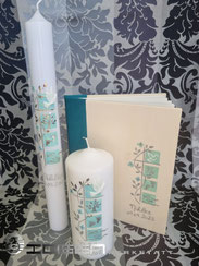 Taufkerze, Tischkerze Taufe, Taufalbum, Fotoalbum Taufe, Taufgeschenk, Taufkerze mintgrün