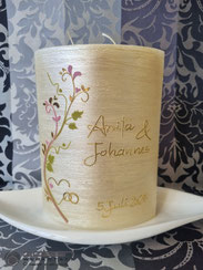 Kerze Hochzeit, Hochzeitskerze, Hochzeitskerze schlicht, Kerze modern, Hochzeit grün rose, Trendfarben Hochzeit, Hochzeitsgeschenk, romantische Hochzeit, Kirche Hochzeit, Hochzeit Österreich, 