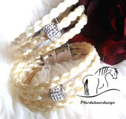 Pferdehaar-Armbänder, 3 Stränge, Glitzerperle