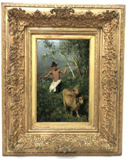 Hirte beim Schafabtrieb Schäfer Junge, nach CAMPRIANI, Öl auf Holz 28 x 19,4 cm, € 1750,00