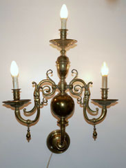 Große, alte Wandlampe, Messing, Barock, 3-Flammig, 82,0 cm , € 650,00