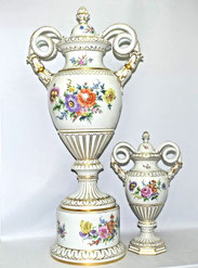 POTSCHAPPEL DRESDEN Riesige Schlangenhenkelvase Porzellan Blumen Gold H. 97,0 cm, € 3450,00