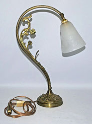Jugendstil Schreibtischlampe Glasschirm Muller Freres, France Messing H. 44,5 cm, € 550,00