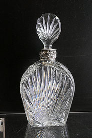 Art-Deko Kristall Glas Karaffe 925er Sterling Montur Fächerschliff H. 26,5, € 800,00