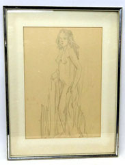 Bert Stollenwerk Original Zeichnung "Stehendes Mädchen" 1963, € 380,00