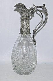 Italienische Glas Karaffe Silbermontur 800er Silber fein geschliffen H. 30,0 cm, € 800,00