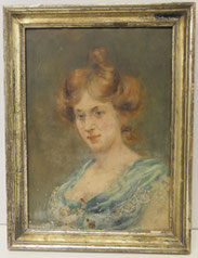 Jugendstil Frauen-Portrait, Öl auf Holz, alter Rahmen unrestauriert 32,5 x 24 cm, € 390,00