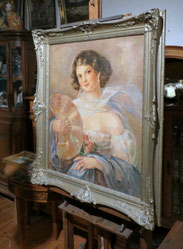 Dora Schmetz-Diehl, Dame mit Seidenschal, Mitte 20. Jahrhundert, 81 cm x 65 cm, € 750,00