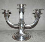 3-Flammiger Kerzenleuchter, 835er Silber, Emil Hermann, 387,0 g. 