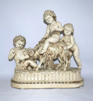Ugo Cipriani Terracotta Patineé deposé Nr.: 252, Kinder mit Schafbock B. 49,0 cm, € 625,00