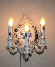 Schierholz´sche Porzellanmanufaktur 3-Flammige Wandleuchte H. 42 cm kobalt Gold, € 320,00