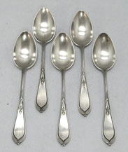5er Satz Kaffeelöffel "Bremer Lilie" Koch & Bergfeld 800er Silber L. 13,0 cm