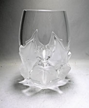 Lalique France Hedera Vase Kristallglas geeiste Efeublätter H. 17,3 cm D. 9,6, € 550,00