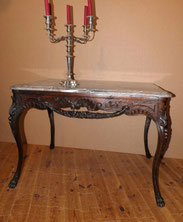 Barock Tisch Eiche geschnitzt originale Marmorplatte 1760 Maß 115 x 78 x 78 cm, € 1850,00