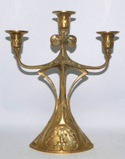 Klassischer Jugendstil Kerzenleuchter 3 flammig Messing H. 27,0 cm B. 23,0 cm, € 125,00