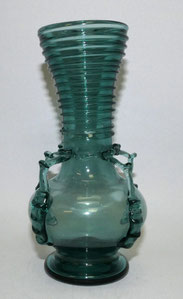 Replilk Persische Glasvase grün mundgeblasen Spiralfädenverzierung H. 19,0 cm, € 130,00