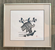 "Birds Watch The Seal" 5/50 Stonecut & Stencil