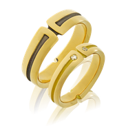 Trauringe in Gelbgold mit Brillanten aus der klassischen Gremlin Ehering Kollektion der Goldschmiede OBSESSION Zürich und Wetzikon.