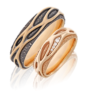 Trauringe in Rotgold mit Brillanten aus der Avalon Kollektion der Goldschmiede OBSESSION Zürich und Wetzikon.