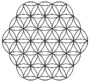 Die Blume des Lebens, das esoterische Symbol für die „heilige Geometrie“ in allen Erscheinungsformen des Seins. 