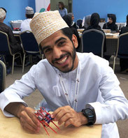 A student with the varikabo robot kit in Oman