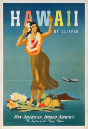 Vintage Poster Pan American World Airways  Hawaii by Clipper John Atherton