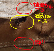 肩こりや腰痛の話をするのに必要な破れたズボンの写真
