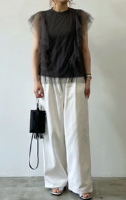 チュールフリル袖 カットソー  【SALE】2,480円(税込)
