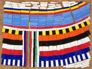 Ellen Roß: Il grande fiume n°1, 2011, Assemblage, Vinyl auf Holz auf MDF-Platte, 70 x 100 cm