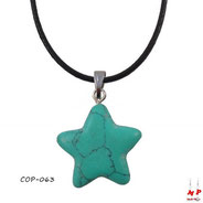 Collier à pendentif étoile en pierre turquoise et son cordon noir