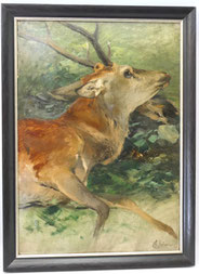Ölgemälde "Erlegter Rehbock" Chr. Kröner Öl auf Malerkarton 65,5 cm x 45,5 cm, € 800,00