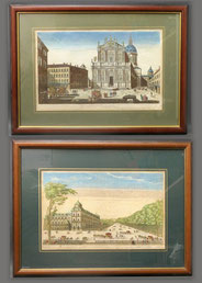 Handcoloriete Kupferstiche Guckkastenblatt Ansichten Palacio Real & Sant’Andrea, € 300,00