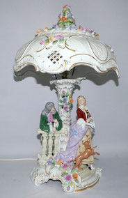 Schierholz´sche Porzellanmanufaktur Tischlampe Lithophanie Leuchte H. 55,5 cm, € 1100,00