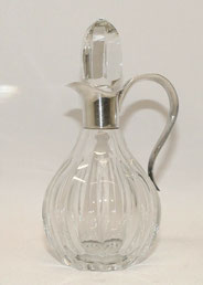 Kleine Glas Karaffe, Silbermontur, 835er Silber, Gebrüder Deyhle, 14,5 cm, € 75,00