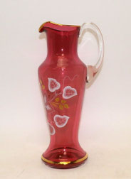 Jugendstil Saftkanne Karaffe Emaillemalerei Goldrand H. 32,5cm 1,5 ltr., € 95,00